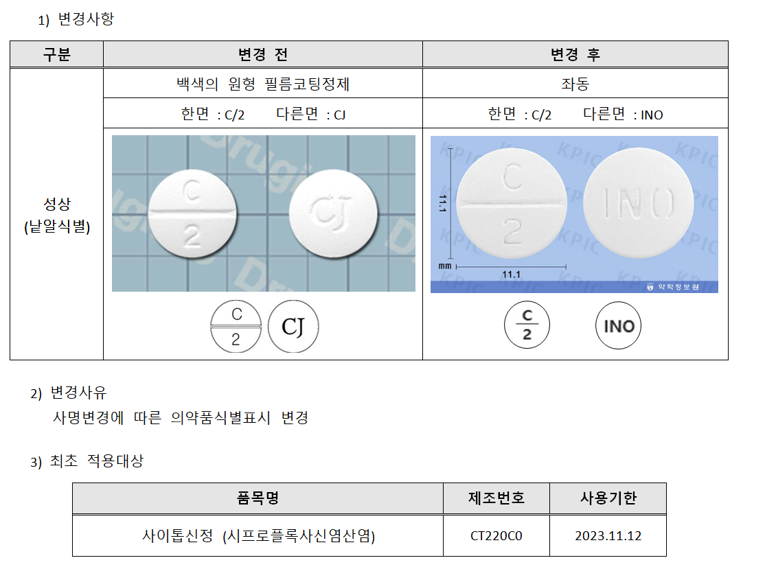 낱알식별변경